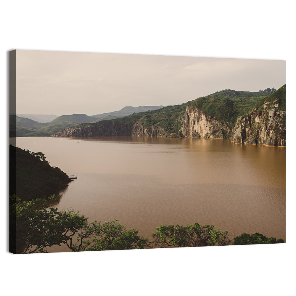 Lake Nyos Cliff View Wall Art, canvas print, landscape