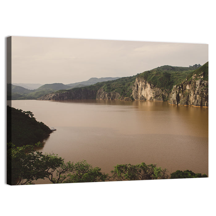 Lake Nyos Cliff View Wall Art as a canvas print