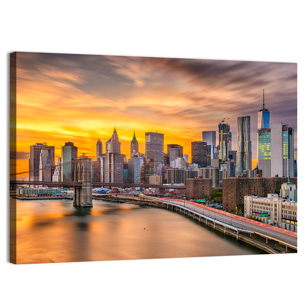 Lower Manhattan Skyline Wall Art, canvas print, landscape