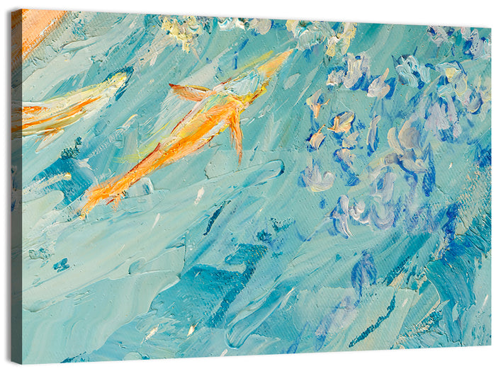 Koi in Blue Abstract Wall Art as a canvas print