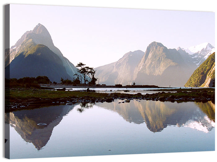 Mitre Peak Reflection at Milford Sound Wall Art as a canvas print