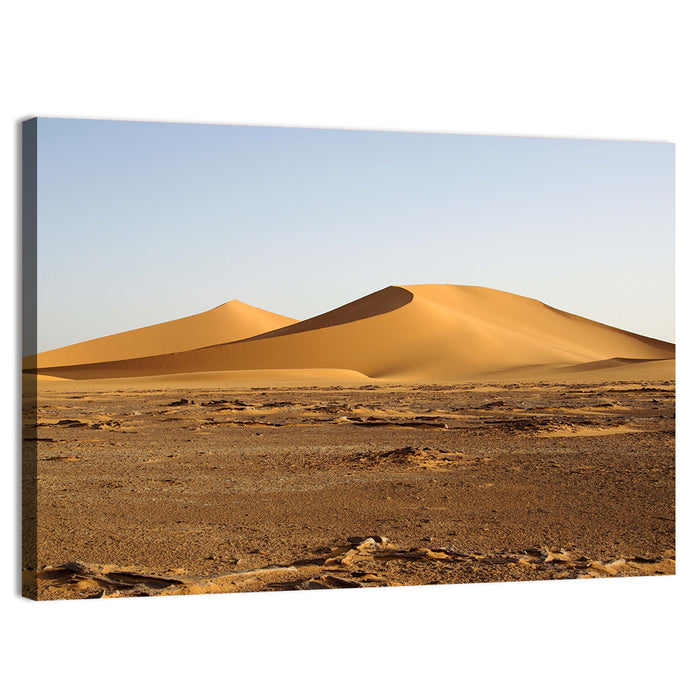 Golden Hour Desert Dunes Wall Art as a canvas print