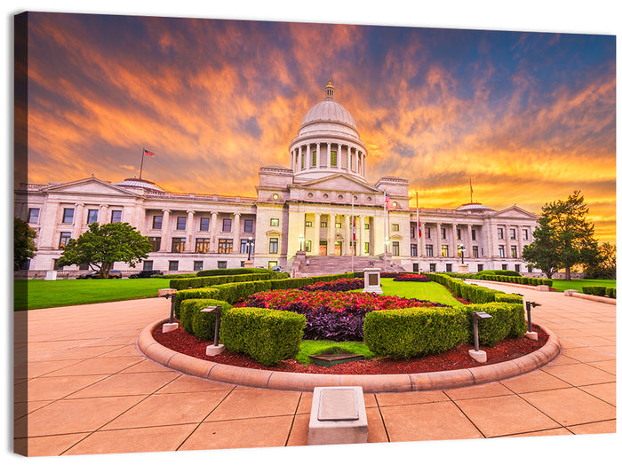 Arkansas State Capitol at Sunset Wall Art as a canvas print
