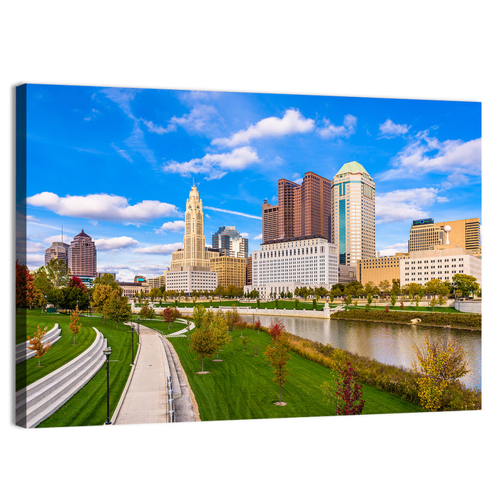 Columbus Skyline Wall Art as a canvas print