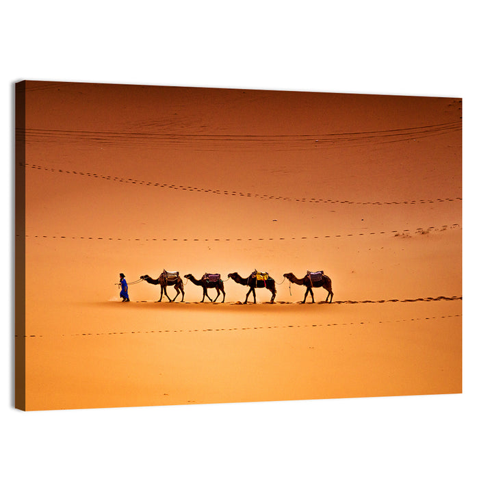 Sahara Camel Caravan Wall Art as a canvas print