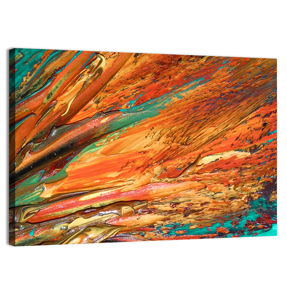 Flowing River Abstract in Orange and Teal Wall Art, canvas print, landscape