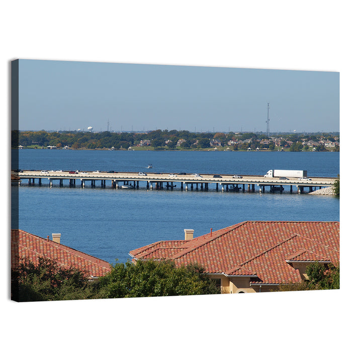 Lake Ray Hubbard Bridge View Wall Art as a canvas print