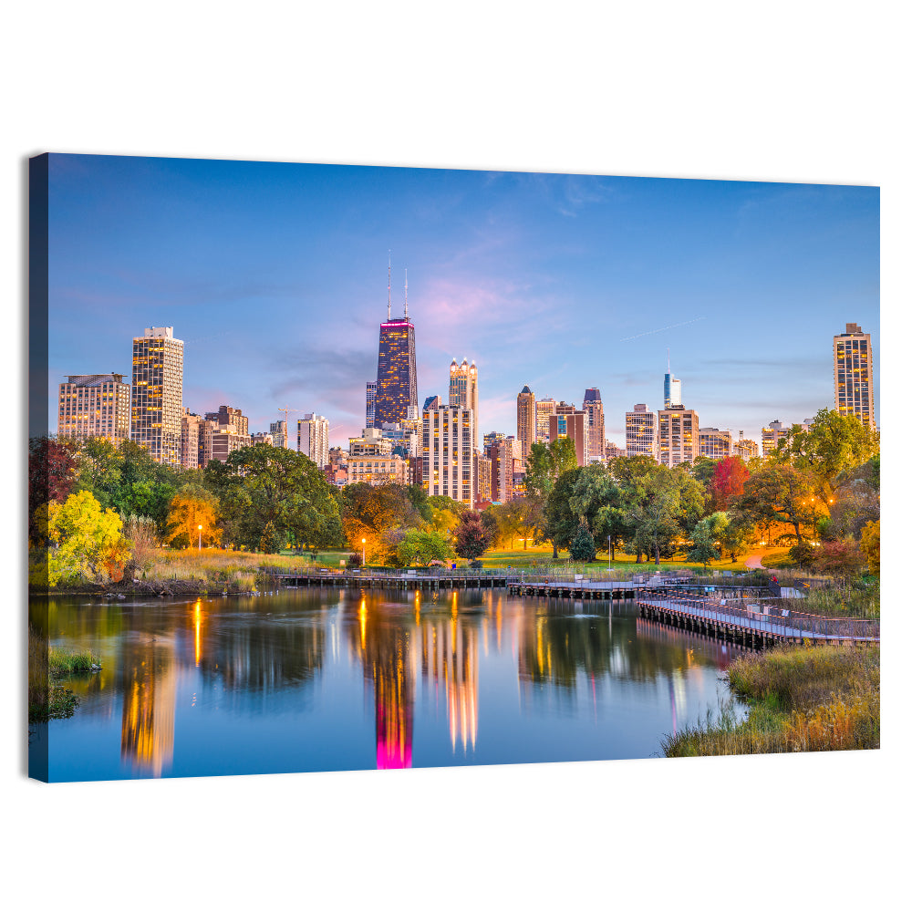 Chicago Skyline at Twilight Wall Art, canvas print, landscape
