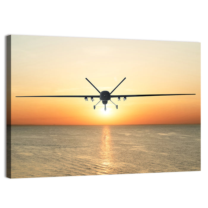 Sunset Surveillance Drone Wall Art as a canvas print