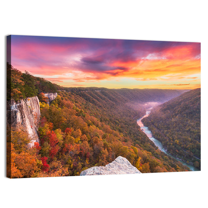 New River Gorge Sunset Wall Art as a canvas print