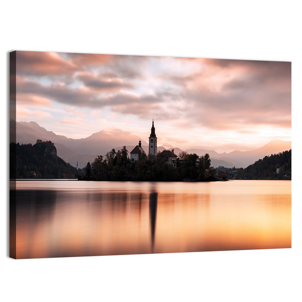 Sunrise Over Bled Island Wall Art, canvas print, landscape