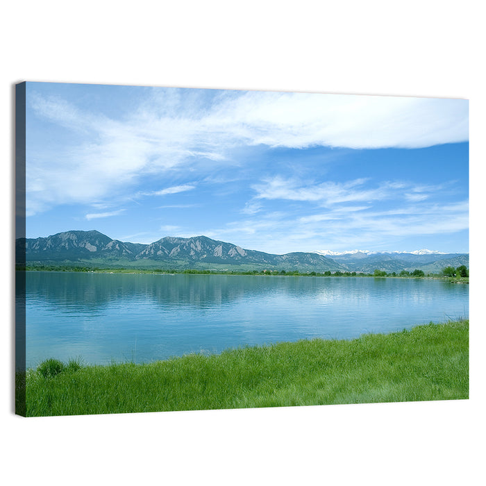 Boulder Reservoir and Flatirons Wall Art as a canvas print