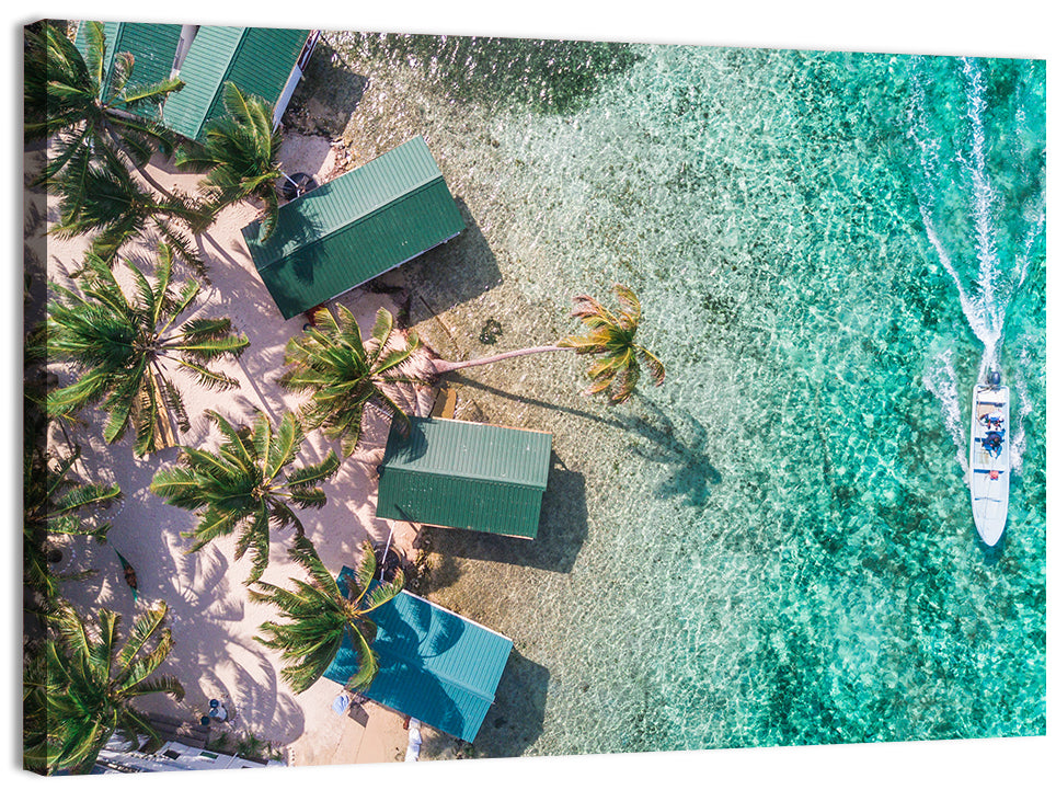 Tobacco Caye Aerial View Wall Art, canvas print, landscape