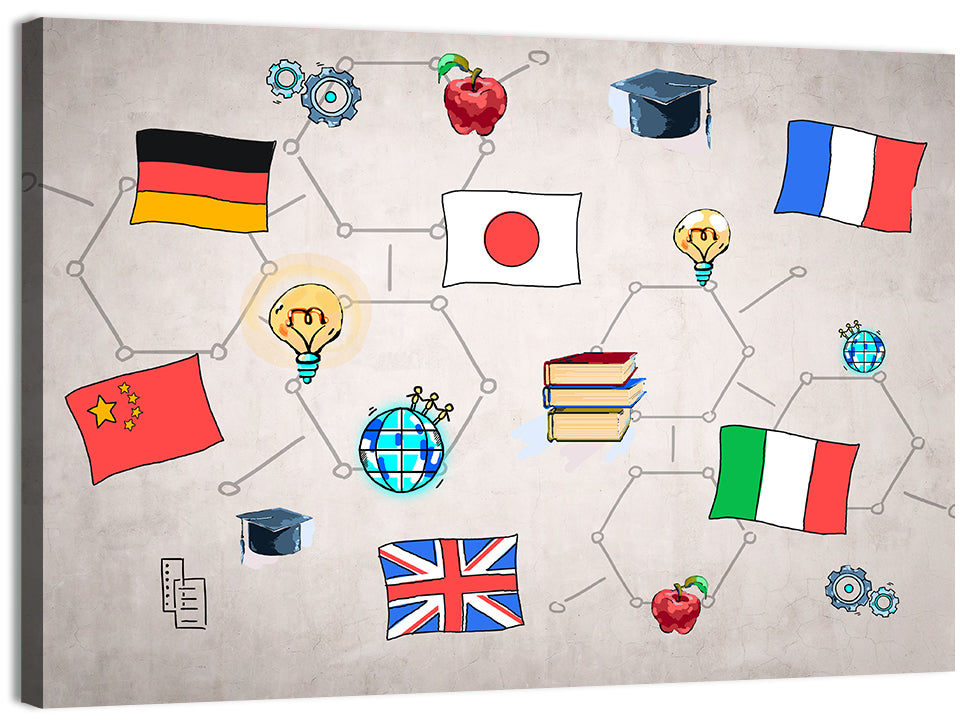 Global Flags Network Wall Art, canvas print, landscape