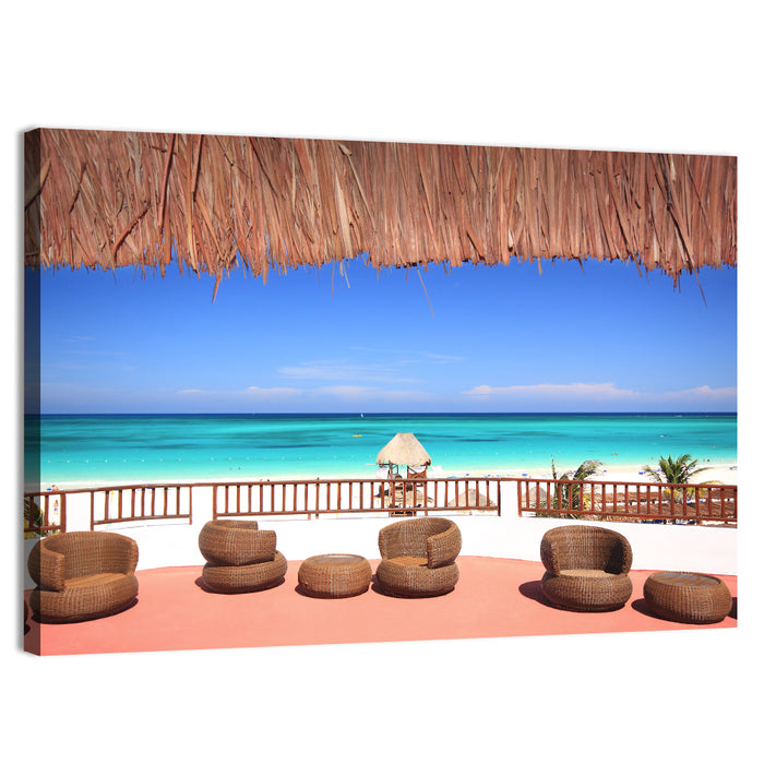 Beach Resort Balcony View Wall Art as a canvas print