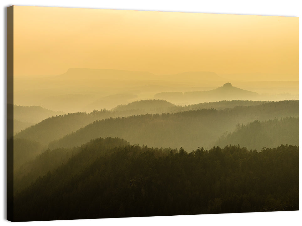 Misty Golden Ridge Landscape Wall Art, canvas print, landscape