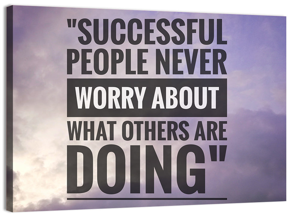 Successful People Never Worry Cloudy Sky Quote Wall Art, canvas print, landscape