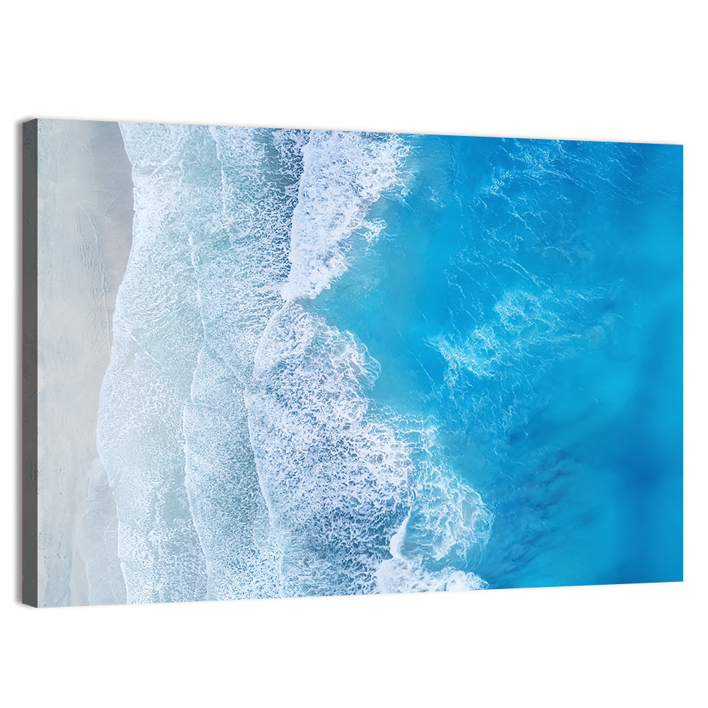 Aerial Turquoise Beach Waves Wall Art, canvas print, landscape