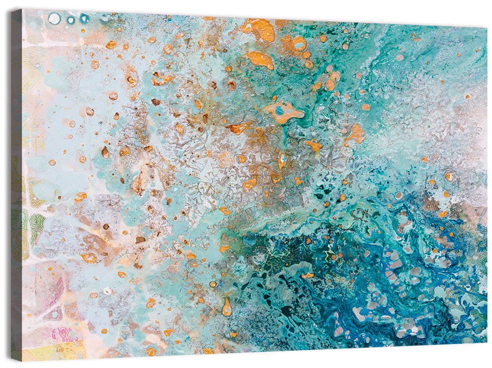 Teal Water Drops Abstract Wall Art, canvas print, landscape