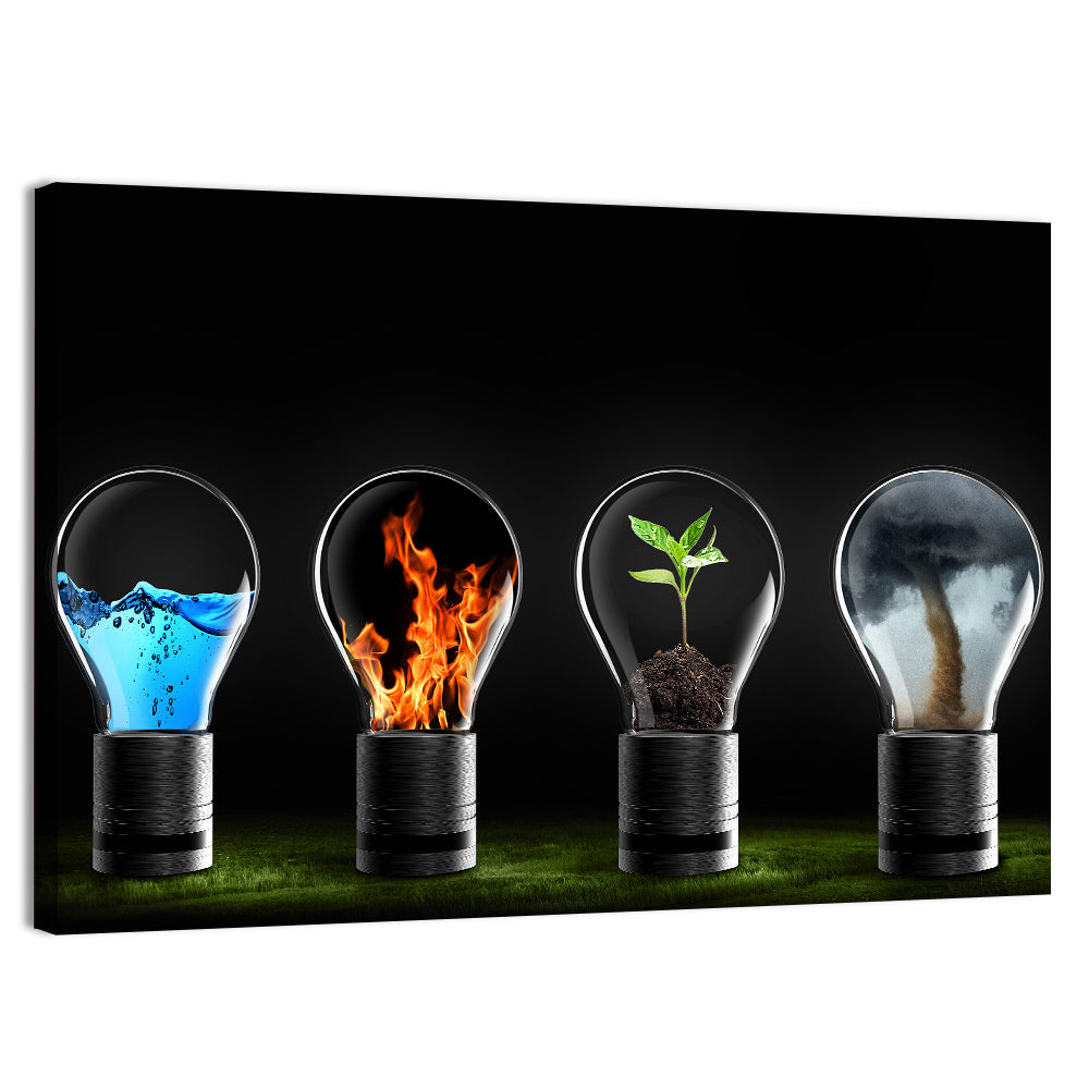 Elemental Light Bulbs Wall Art, canvas print, landscape