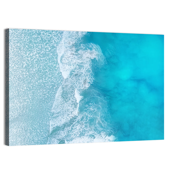 Turquoise Aerial Ocean Waves Wall Art as a canvas print