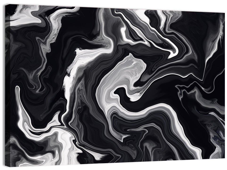 Flowing Black Marble Abstract Wall Art, canvas print, landscape