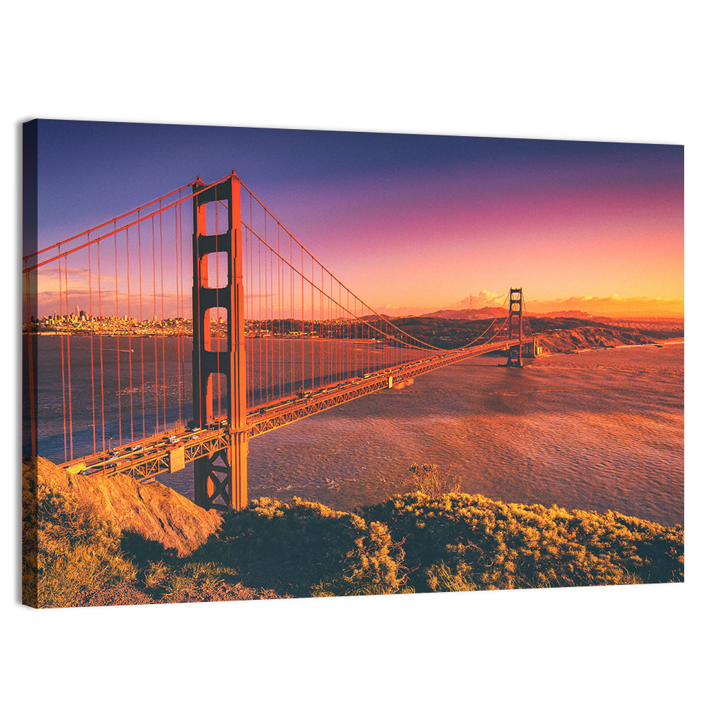 Golden Gate Bridge at Sunset Wall Art, canvas print, landscape