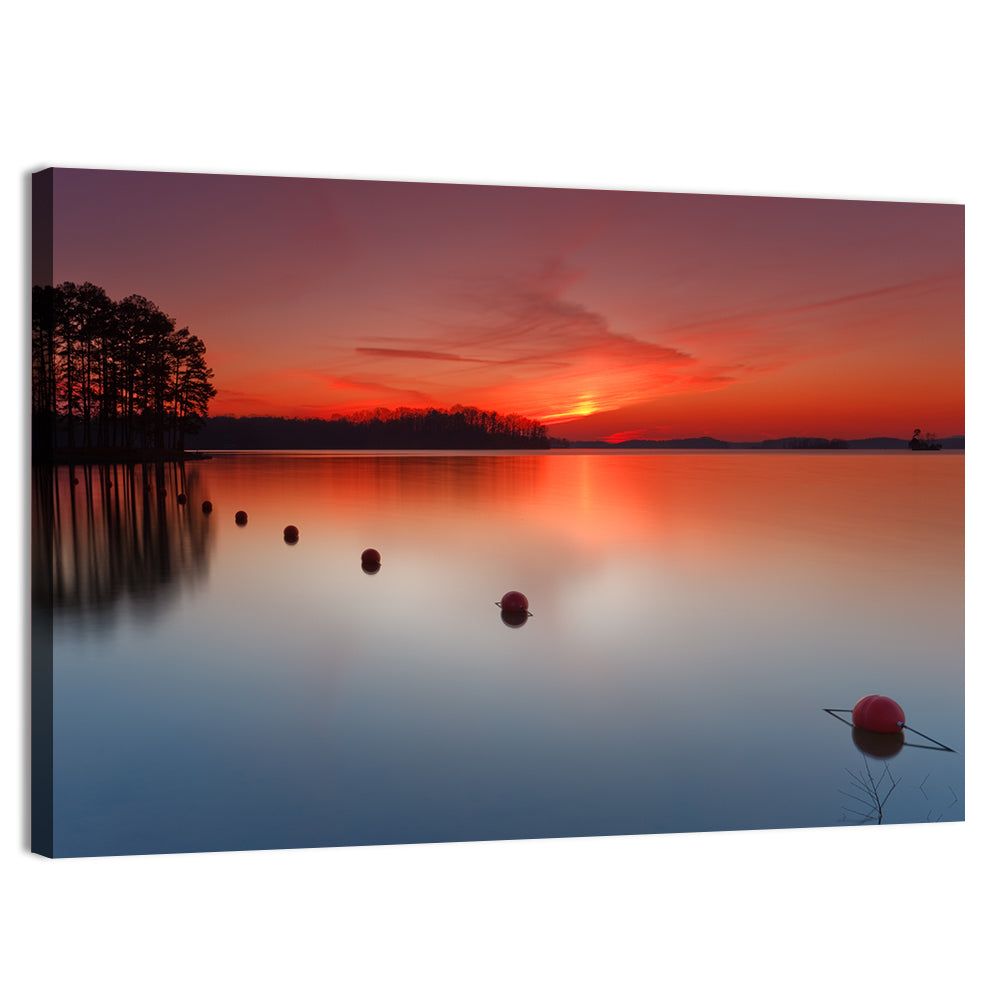 Lake Lanier Buoys at Sunset Wall Art, canvas print, landscape