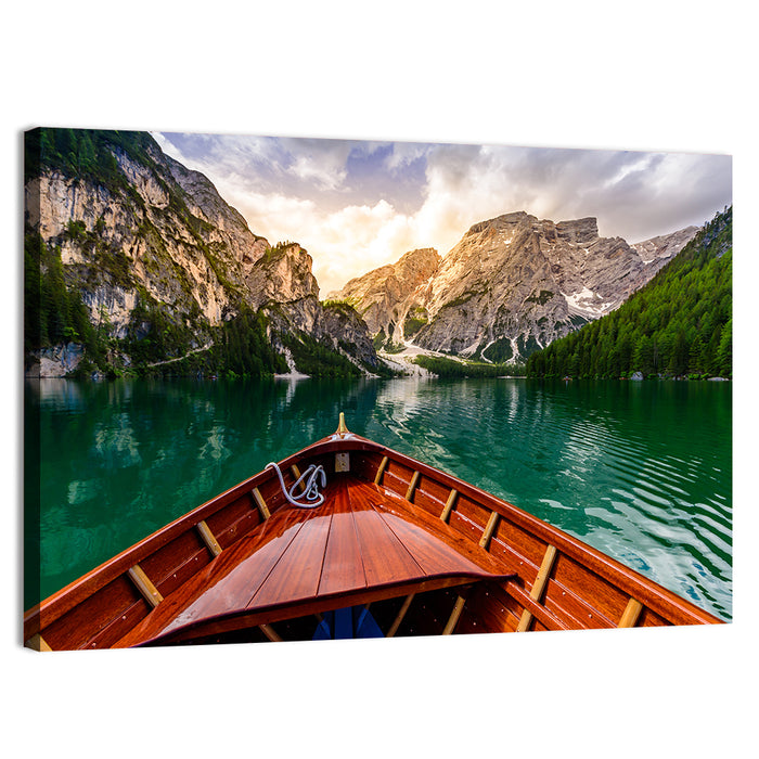 Boat Bow at Lago Di Braies Wall Art as a canvas print