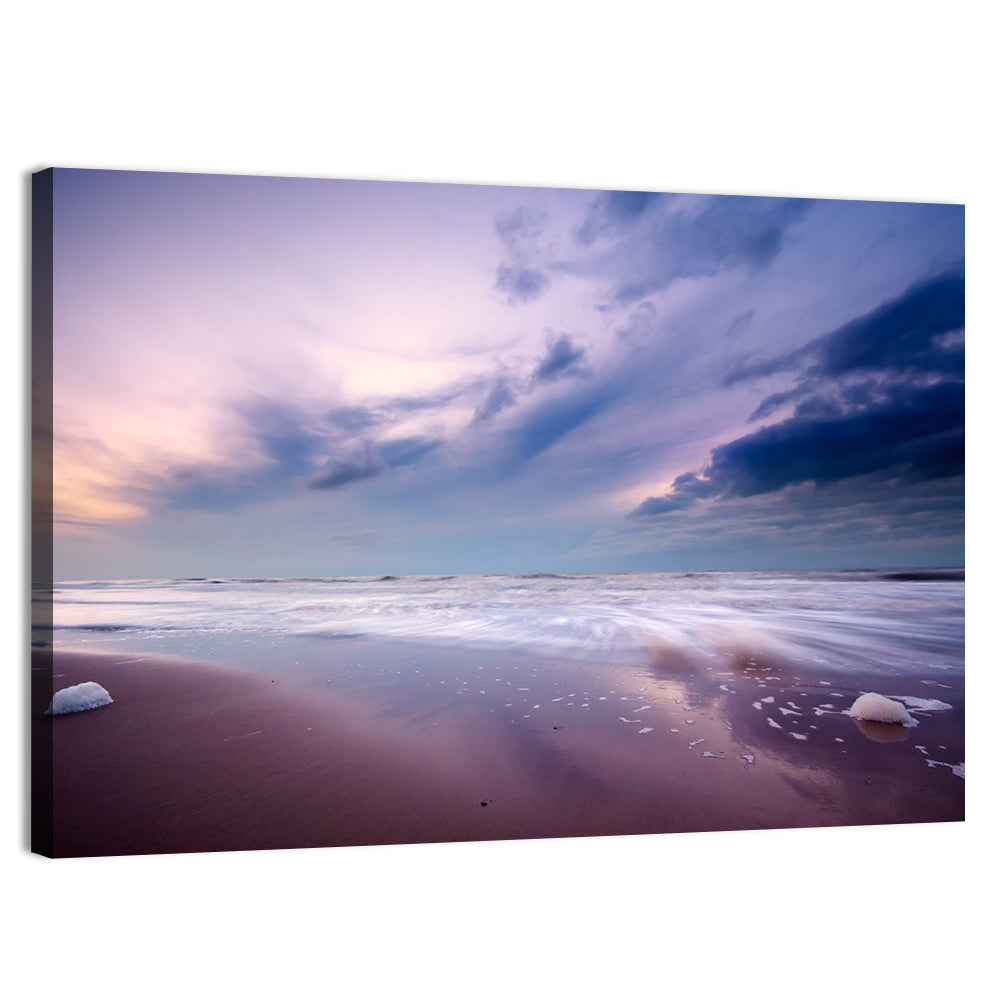 Purple Night Beach Wall Art, canvas print, landscape