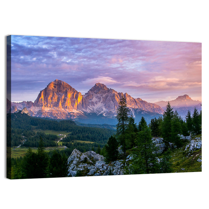 Cortina Dolomites Golden Hour Wall Art as a canvas print