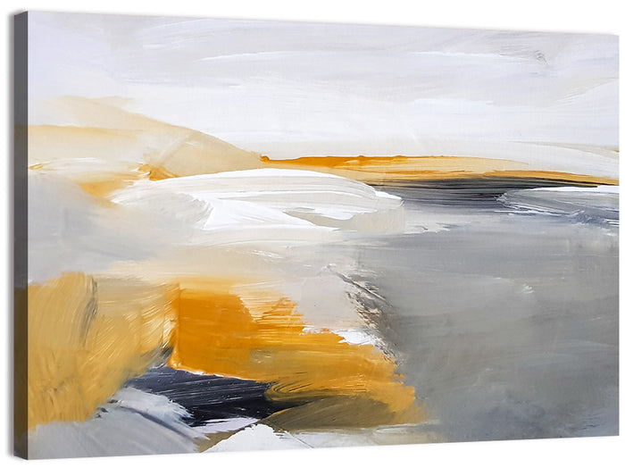 White Coastal Abstract Landscape Wall Art as a canvas print