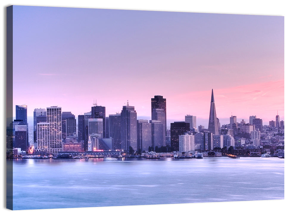 San Francisco Skyline at Lavender Dusk Wall Art, canvas print, landscape