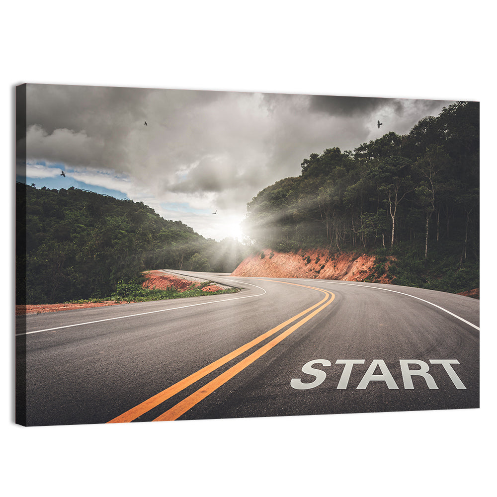 Start of a Journey, Sunrise Road Wall Art, canvas print, landscape