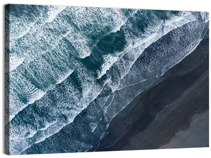 Volcanic Surf on Black Sand Wall Art as a canvas print