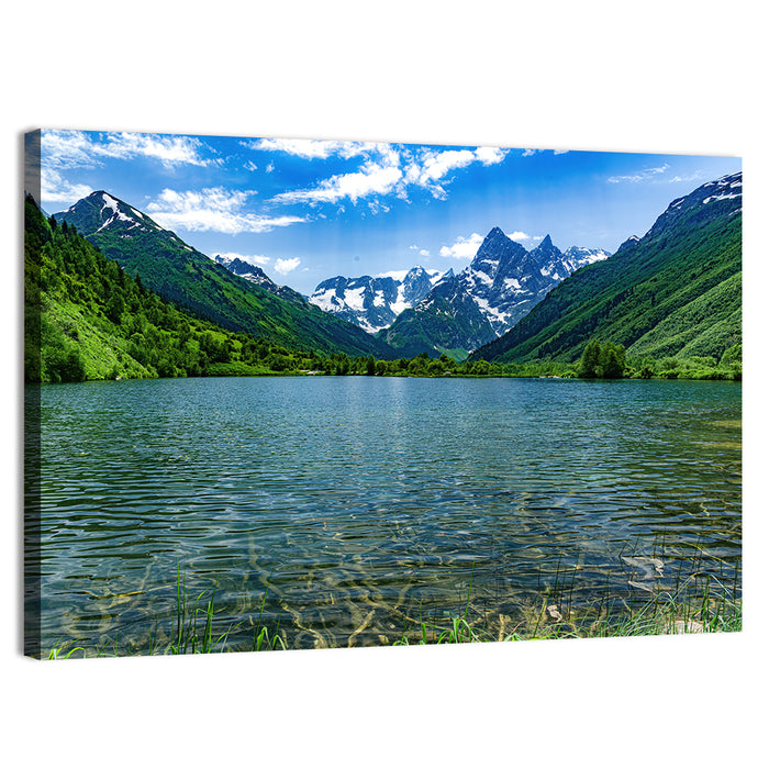 Tumanly Kel Mountain Lake Wall Art as a canvas print