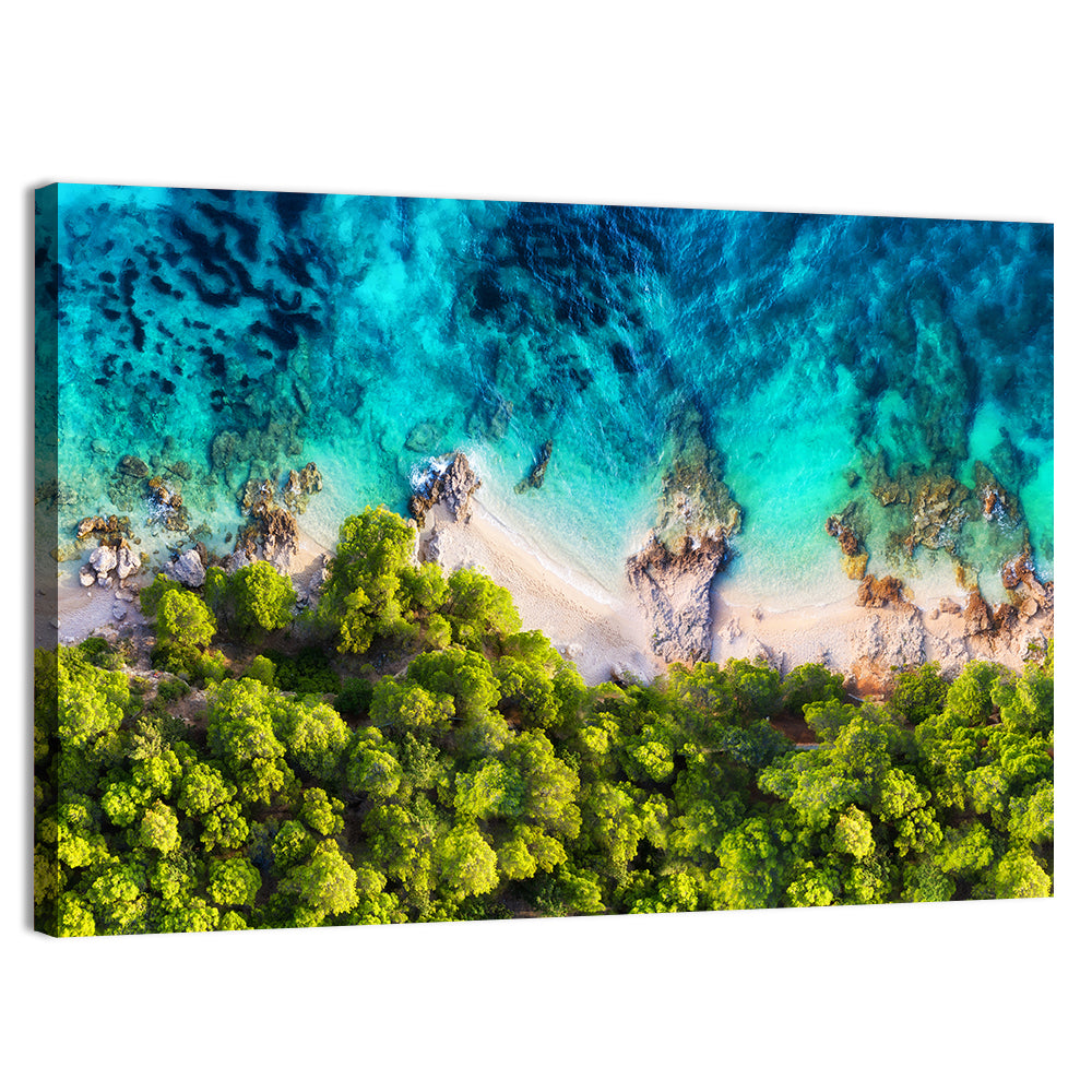 Croatian Turquoise Coastline Wall Art, canvas print, landscape