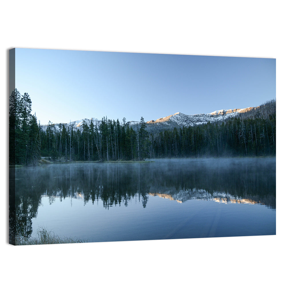 Sylvan Lake Morning Mist Wall Art, canvas print, landscape