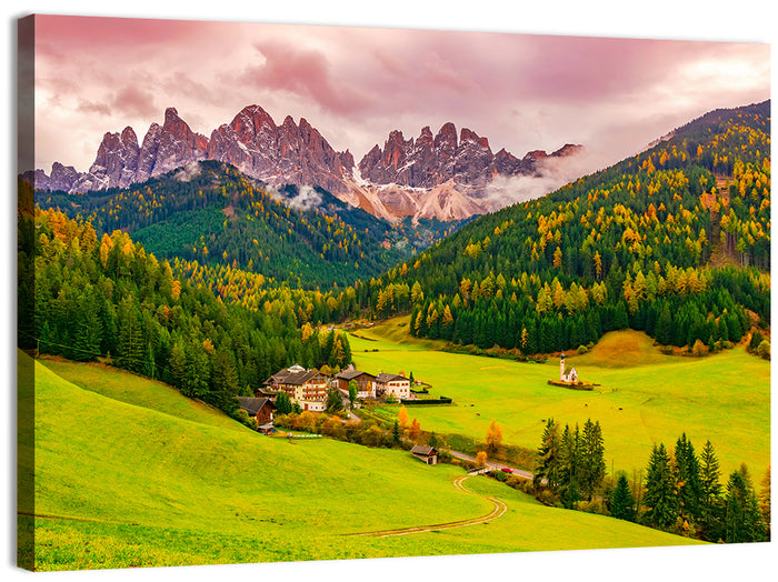 St Johann Church, Santa Maddalena Wall Art as a canvas print