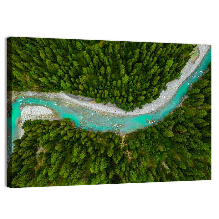 Inn River Aerial View Wall Art as a canvas print