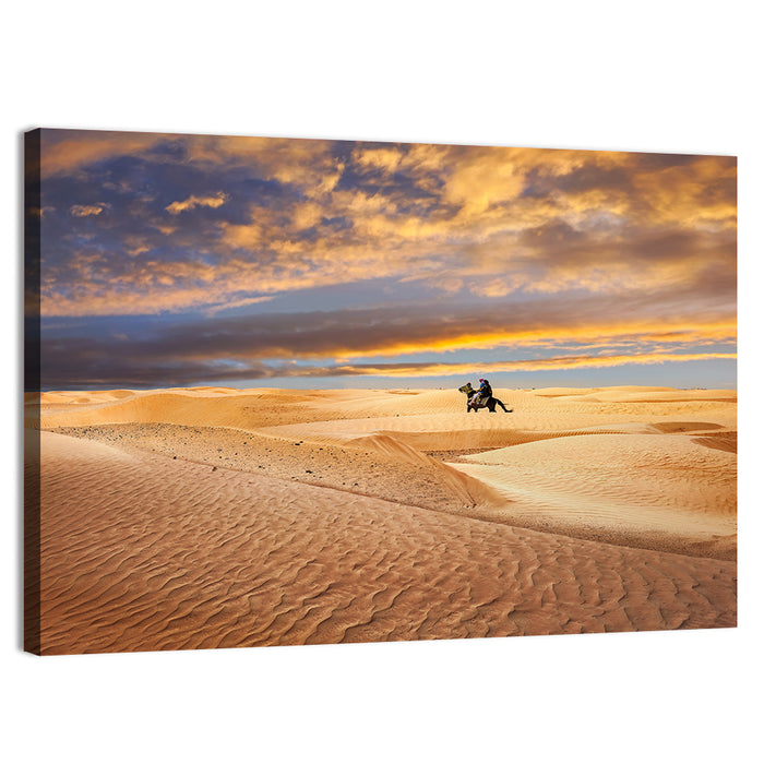 Sahara Camel Rider at Sunset Wall Art as a canvas print