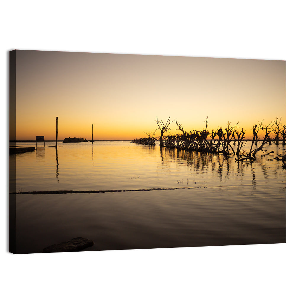 Lake Epecuen Evening Glow Wall Art, canvas print, landscape