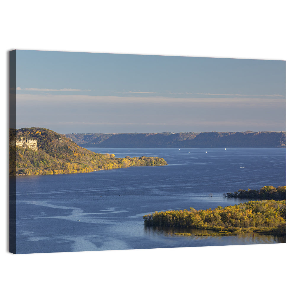 Mississippi River Autumn Panorama Wall Art, canvas print, landscape
