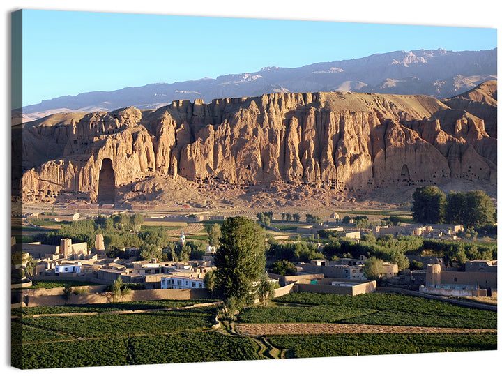 Bamiyan Valley Cliff Niche at Golden Hour Wall Art