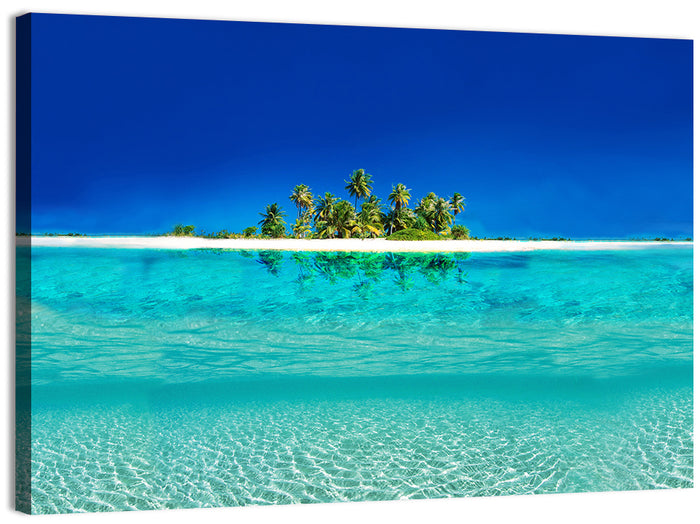 Tranquil Split-level Tropical Island Seascape Wall Art as a canvas print