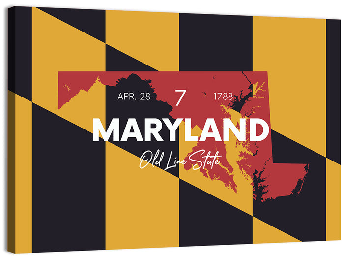 Maryland Flag Map Wall Art as a canvas print