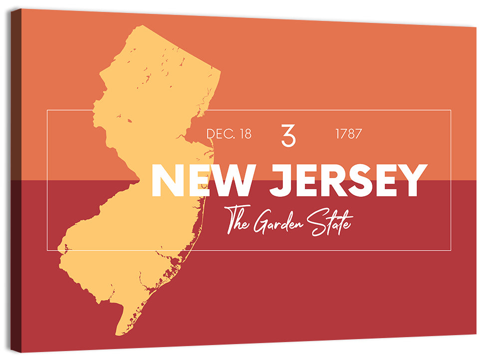 New Jersey State Map Wall Art, canvas print, landscape