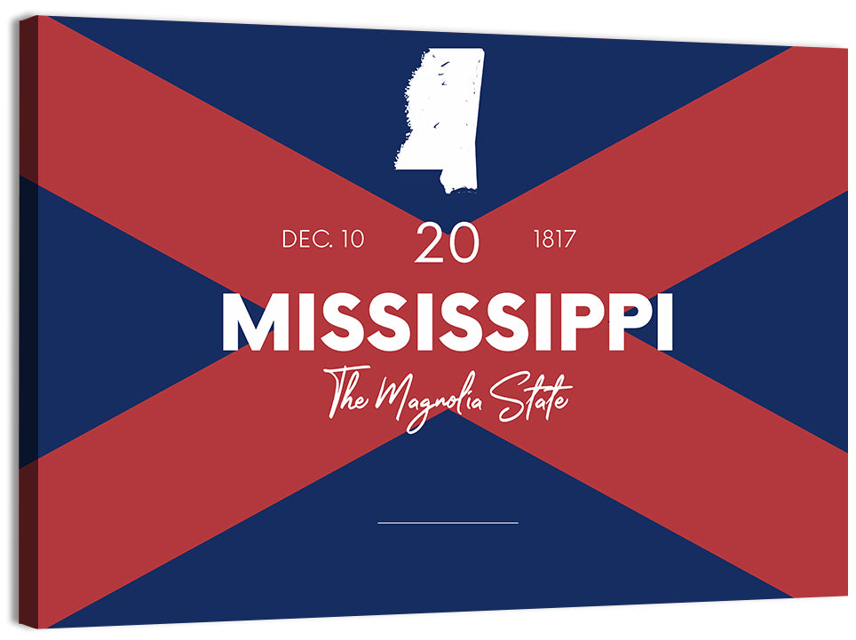 Mississippi Map, the Magnolia State Wall Art, canvas print, landscape