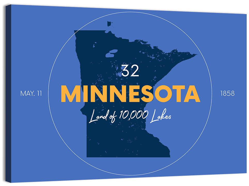 Minnesota State Outline Graphic Wall Art, canvas print, landscape