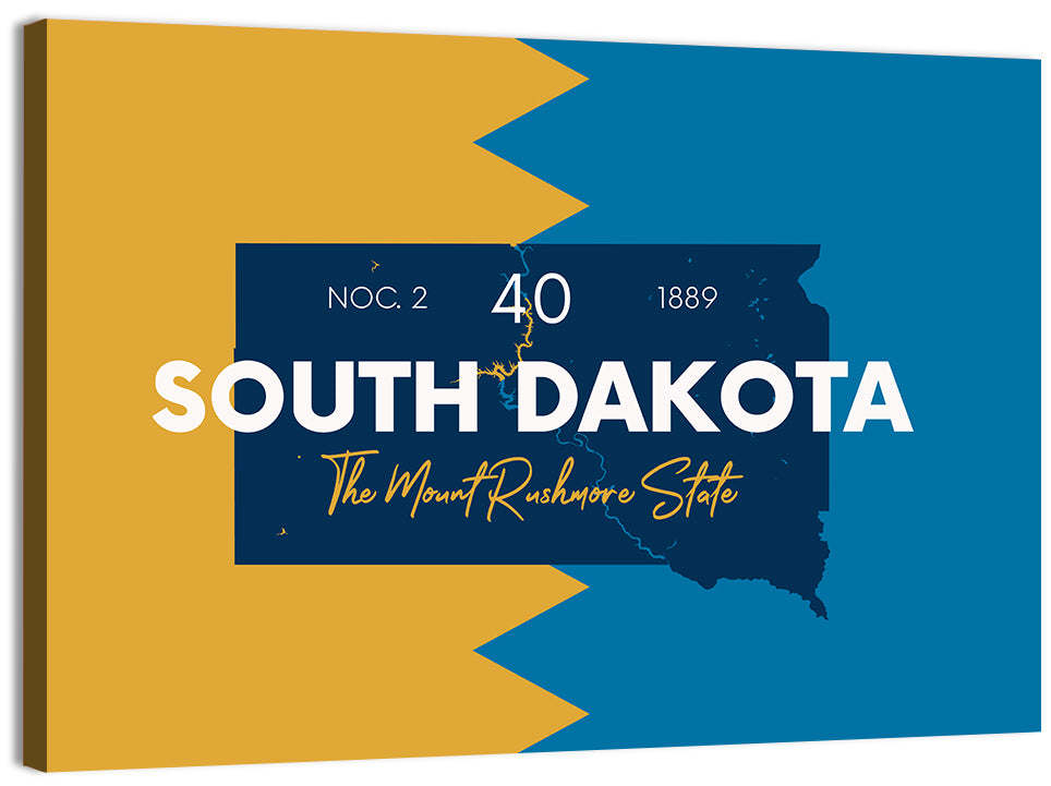 South Dakota Silhouette Map Wall Art, canvas print, landscape
